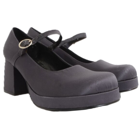Steve Madden Women's 10 Dark Grey Satin Square Toe Mary Jane Platform Heels - Picture 5 of 9